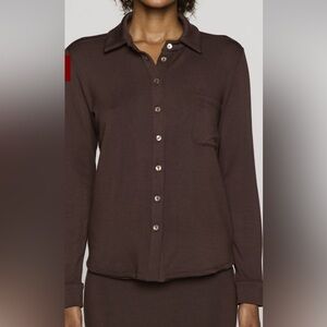 Bluesalt, Classic Shirt, Chocolate, Size 0
